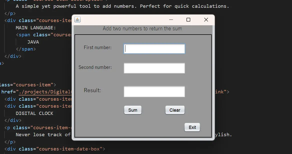 Number Addition Java Project